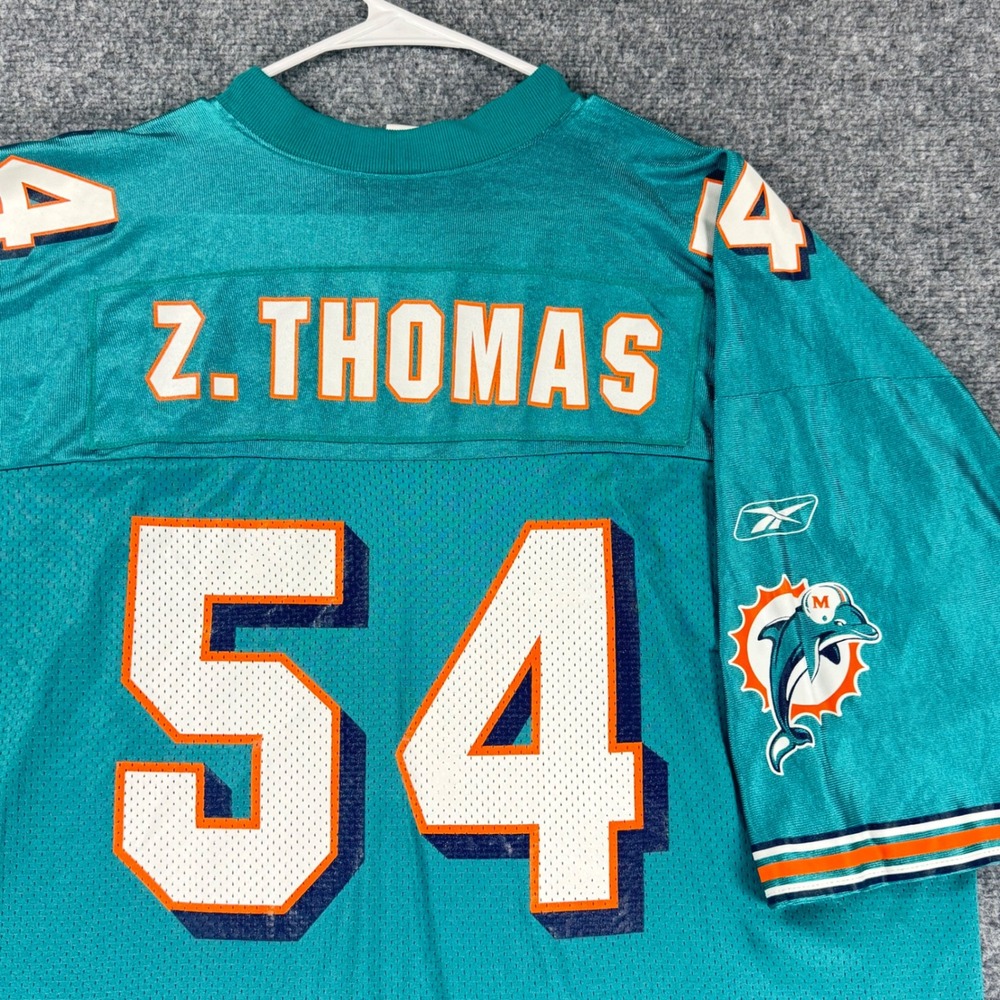 Vintage Reebok Miami Dolphins Zach Thomas Jersey Men's 2XL #54 Linebacker